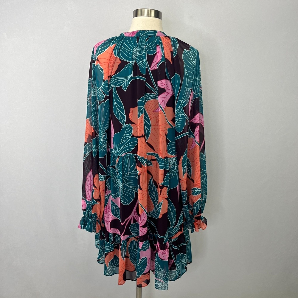 Trina Turk Rhapsodic Mini Dress Pink Green Tropical Floral Sz M Resortwear Party - Picture 8 of 15